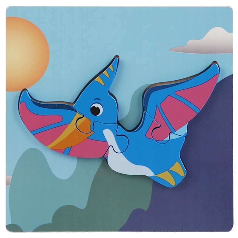 Układanka drewniana DINOZAUR dla dzieci puzzle EDUKACYJNA 4 elementy