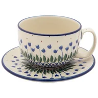 Filiżanki - Filiżanka Do Herbaty Kawy 350 Ml Ze Spodkiem - Ceramika Artystyczna Bolesławiec - miniaturka - grafika 1