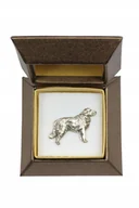 Broszki - Golden Retriever posrebrzany pin w pudełku broszka - miniaturka - grafika 1