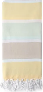 Bawełniany ręcznik plażowy do sauny SPA z frędzlami Sarayli 100x180cm żółto-beżowy - Ręczniki - miniaturka - grafika 1