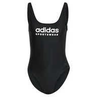 Stroje kąpielowe - adidas Damski strój kąpielowy z dekoltem w kształcie litery U, czarny 102 cm, Czarny, 128 - miniaturka - grafika 1
