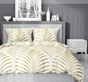 Pościel - Pościel bawełniana 160x200cm BIAŁA W ZŁOTE WZORY - miniaturka - grafika 1