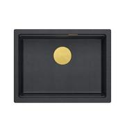Zlewozmywaki - JOSH 110 GraniteQ zlewozmywak black diamond 59,5x45,1x21,5 cm 1-komorowy wpuszczany z syfonem manualnym złoty - miniaturka - grafika 1
