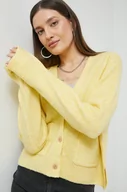 Swetry damskie - Abercrombie & Fitch kardigan z domieszką wełny damski kolor żółty lekki - miniaturka - grafika 1