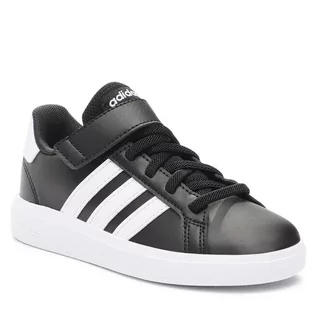 Buty dla dziewczynek - Buty adidas Grand Court Lifestyle Court Elastic Lace and Top Strap Shoes GW6513 Czarny - grafika 1