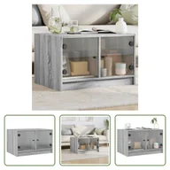 Ławy i stoliki kawowe - The Living Store Stolik kawowy ze szklanymi drzwiami Grey Sonoma 68x50x42 cm - miniaturka - grafika 1
