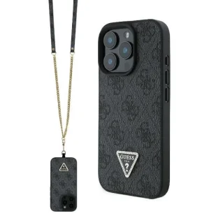 Etui Guess Leather Metal Logo Strass Crossbody na iPhone 16 Pro Max - czarne - Etui i futerały do telefonów - miniaturka - grafika 1