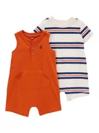 Pajacyki dla niemowląt - carter's 2-częściowy zestaw w kolorze pomarańczowo-kremowym - miniaturka - grafika 1