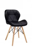 Fotele - Modesto Design MODESTO krzesło KLIPP czarne - ekoskóra, podstawa bukowa (LC002.BLACK) - miniaturka - grafika 1