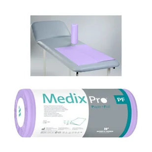 Podkład higieniczny na rolce 50cm x 50cm fioletowy podfoliowany 54g MedixPro 40szt - Kosmetyczne akcesoria jednorazowe - miniaturka - grafika 1