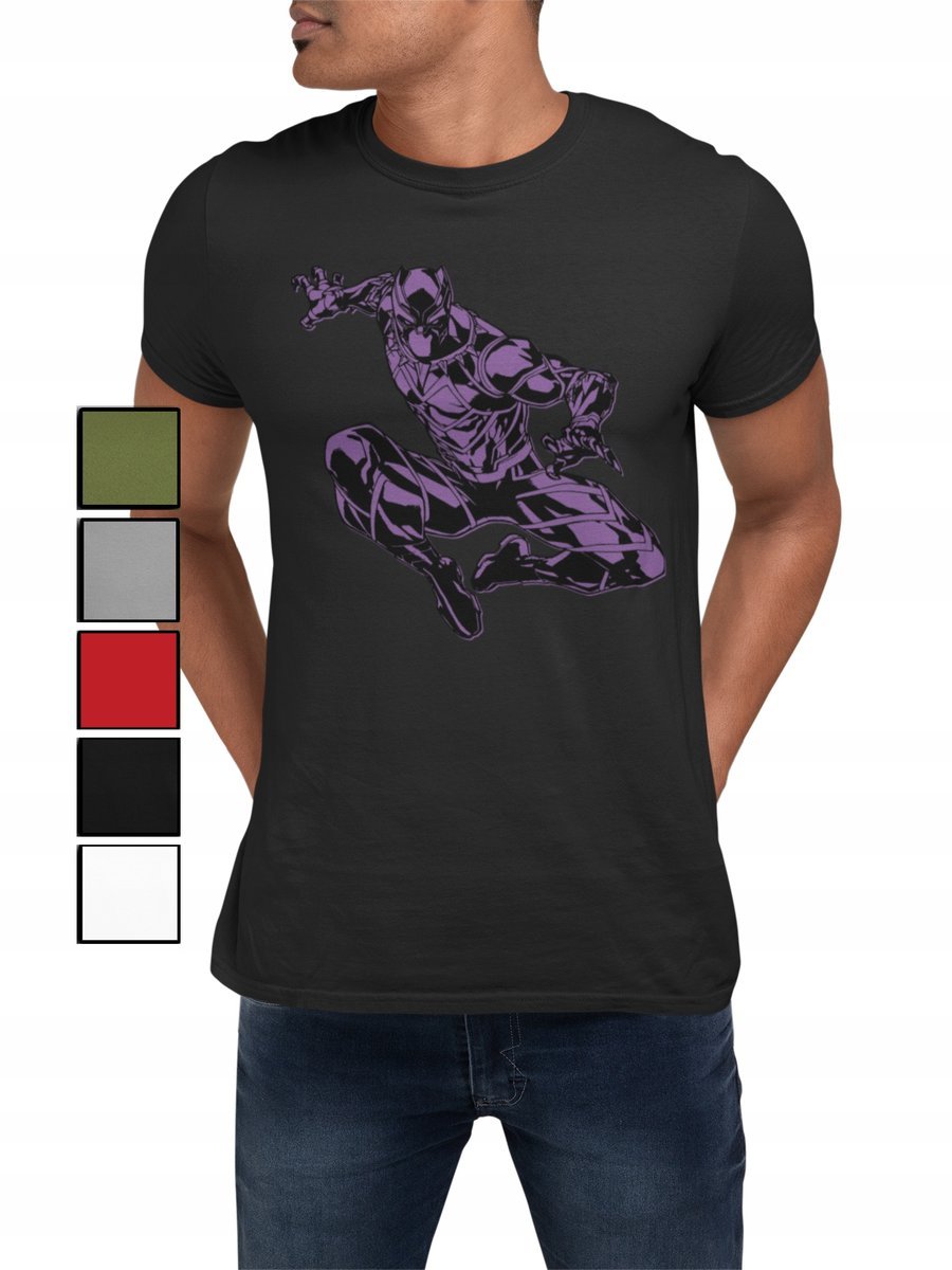 KOSZULKA T-SHIRT MĘSKA Z NADRUKIEM DC MARVEL CZARNA PANTERA -XS