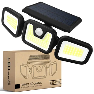 Naświetlacz solarny LED COB czujnik ruchu zmierzchu PIR Lampa zewnętrzna - Lampy ogrodowe - miniaturka - grafika 1
