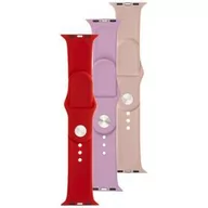 Akcesoria do smartwatchy - Fixed Zestaw pasków Silicone Strap na Apple Watch 42/44/45/49mm FIXSST-434-3SET2 Czerwony/Różowy /Purpurowy - miniaturka - grafika 1