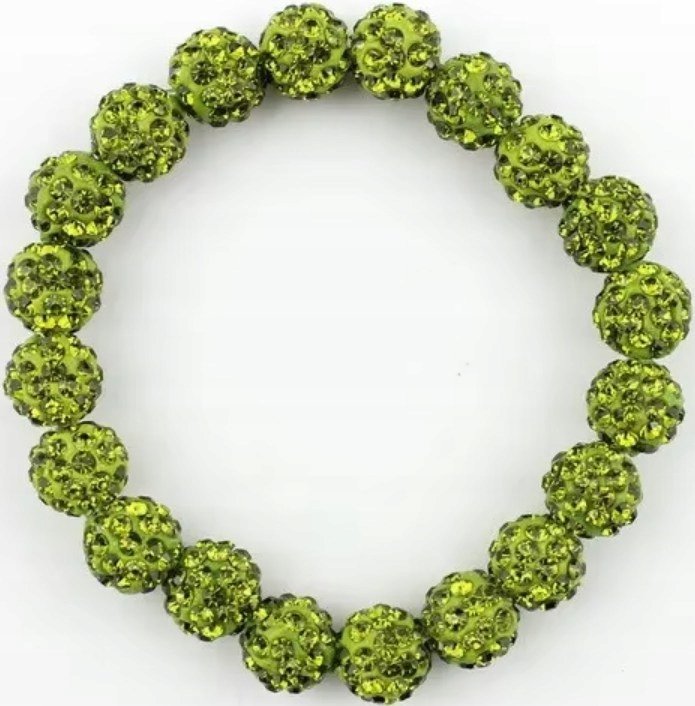 Zielona Bransoletka z Koralików Shamballa Elastyczna Ręcznie Robiona