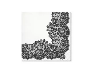Paw Serwetki białe z czarnym koronkowym wzorem 33 cm 20 szt uniwersalny 48302-uniw - Urodziny dziecka - miniaturka - grafika 1