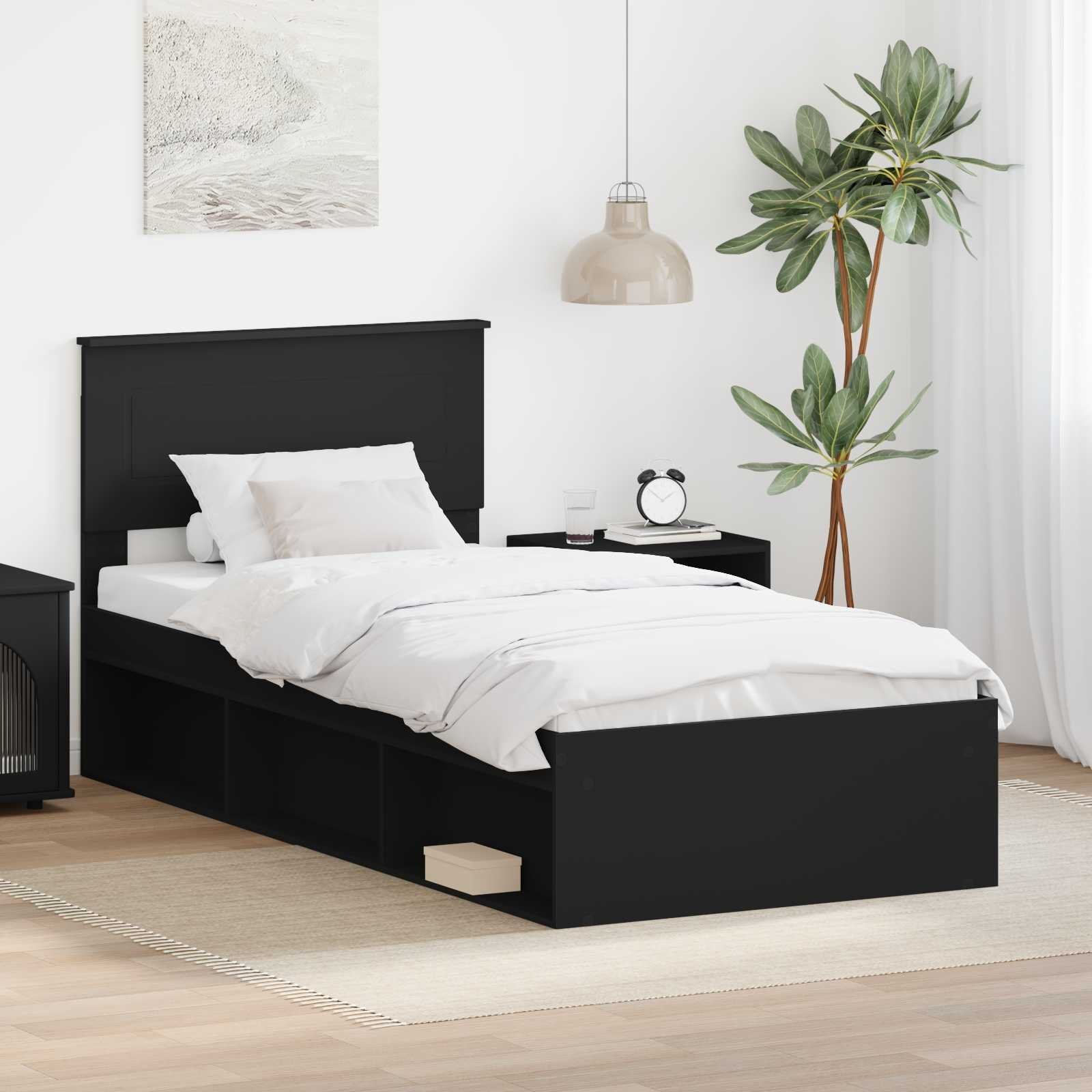 vidaXL Ramka łóżka Czarny 90 x 200 cm Materiał drewnopochodny