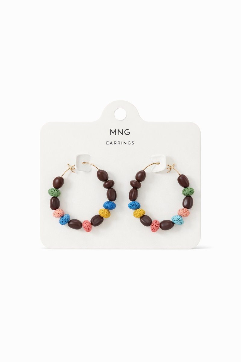 MANGO KOLCZYKI KOŁA Z KOLOROWYMI KAMIENIAMI I BRĄZOWYMI ELEMENTAMI I4A