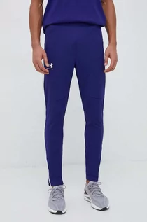 Spodnie męskie - Under Armour spodnie dresowe Pique kolor fioletowy gładkie - grafika 1