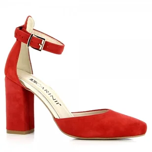 Czerwone czółenka z zakrytymi palcami CARINII - Carinii - Półbuty damskie - miniaturka - grafika 1