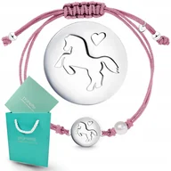 Bransoletki - Srebrna bransoletka dla dziewczynki sznurkowa jednorożec srebro 925 - miniaturka - grafika 1