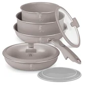 Zestawy garnków i patelni - ZESTAW GARNKÓW TYTANOWYCH 9 ELEM. BERLINGER HAUS BH-8255 TAUPE - miniaturka - grafika 1