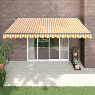 vidaXL Zwijana markiza, żółto-biała, 4x3 m, tkanina i aluminium - Markizy - miniaturka - grafika 1