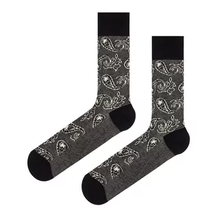 Skarpetki męskie - Skarpety garniturowe szare w białe paisley EM 12 - EM Men's Accessories - grafika 1