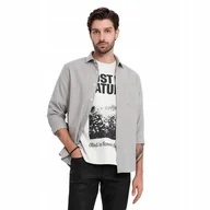 Koszule męskie - Koszula męska z kieszenią REGULAR FIT szara V1 OM-SHCS-0148 XL - miniaturka - grafika 1