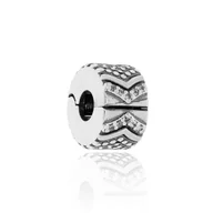 Wisiorki - Srebrna zawieszka do bransoletki charms/klips cyrkoniami pr. 925 - miniaturka - grafika 1