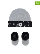 Czapeczki dla niemowląt - Converse 2-częściowy zestaw w kolorze czarno-szarym - miniaturka - grafika 1