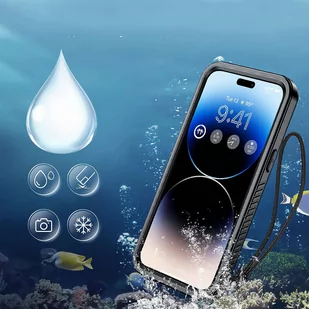 Etui do iPhone 14 Pro wodoodporne pancerne 360 Case Hybrid ochrona aparatu obiektywów IP68 Waterproof czarne - Etui i futerały do telefonów - miniaturka - grafika 3