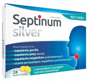 Septinum silver pastylki do ssania 24 sztuki - Przeziębienie i grypa - miniaturka - grafika 1