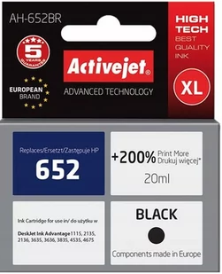 Tusz Activejet 652Xl Czarny - Tusze zamienniki - miniaturka - grafika 1