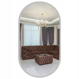LUSTRO OWALNE SREBRNE W RAMIE ŁAZIENKOWE 115x50 CM - Lustra - miniaturka - grafika 1