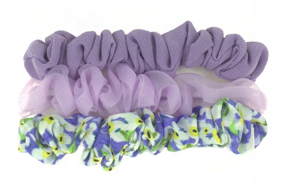 3 X Gumka Do Włosów Scrunchie Zestaw 3 Szt Lawenda