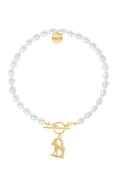 Bransoletki - Bransoletka z pereł z pozłacanym znakiem zodiaku Koziorożec 18 cm - miniaturka - grafika 1