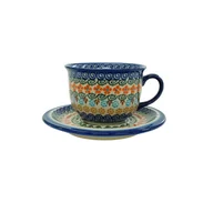 Filiżanki - Ceramiczna filiżanka i spodek Ceramika Bolesławiec - miniaturka - grafika 1