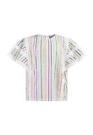 Bluzki damskie - Scabbo Dziewczęca bluzka z koronką 82933808, biała, wielokolorowe paski, 146, Białe, wielokolorowe paski, 146 cm - miniaturka - grafika 1