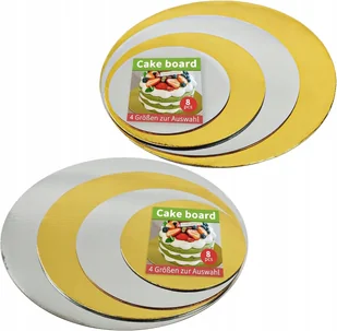 Podkład pod tort sztywny Dwustronny Złoty i srebrny Różne rozmiary 8 sztuk - Dodatki do ciast w proszku - miniaturka - grafika 1