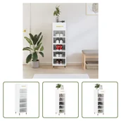 Szafki na buty - The Living Store Szafka na buty biały wysoki połysk 30x35x105 cm materiał drewnopochodny - miniaturka - grafika 1