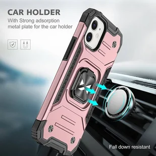 Wozinsky Ring Armor pancerne hybrydowe etui pokrowiec + magnetyczny uchwyt iPhone 12 mini różowy - Etui i futerały do telefonów - miniaturka - grafika 6