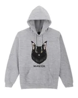 Bluzy męskie - Bluza z kapturem Maine Coon Czarny Personalizowana Kot Szara L - miniaturka - grafika 1