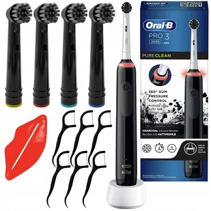 Szczoteczka Oral-B Pro 3 3000 Pure Clean Czarna, 4 Zamienne Końcówki - Końcówki do szczoteczek elektrycznych - miniaturka - grafika 1
