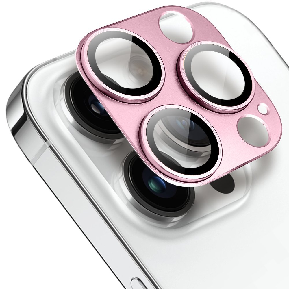 Metalowa osłona na cały aparat do iPhone 14 Pro, różowa