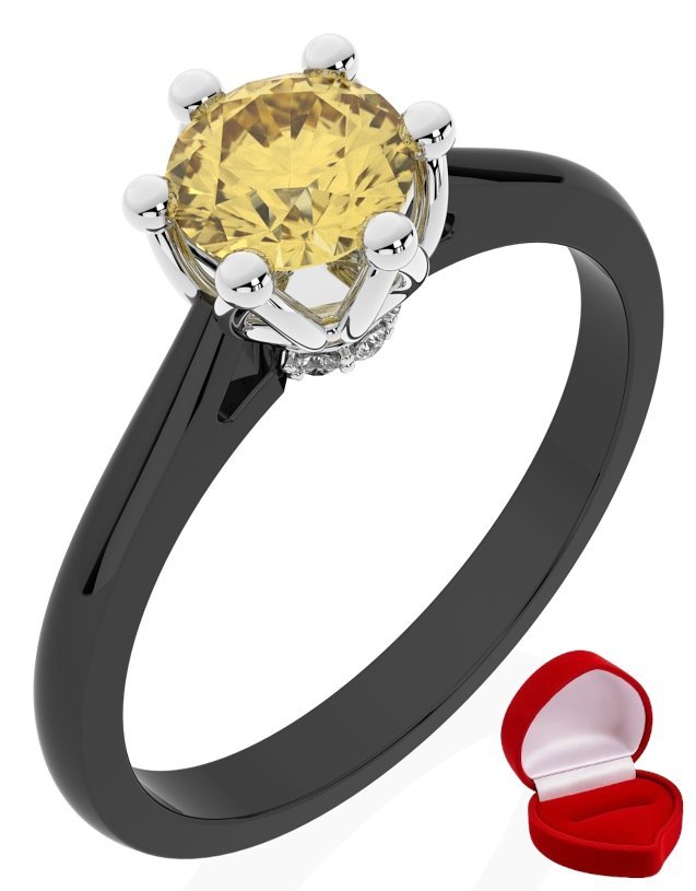 ZŁOTY PIERŚCIONEK ZARĘCZYNOWY 585 14k SZAFIR 0,50 ct CZARNE ZŁOTO R27