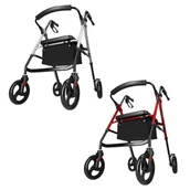 Kule i balkoniki - Chodzik czterokołowy z siedziskiem i torbą 4FIZJO, różne kolory - miniaturka - grafika 1