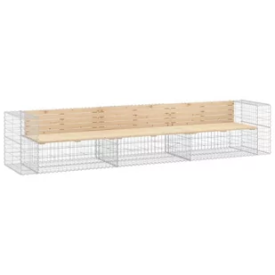 Ławka ogrodowa z gabionem, 347x71x65,5 cm, lite drewno sosnowe Lumarko - Ławki ogrodowe - miniaturka - grafika 3