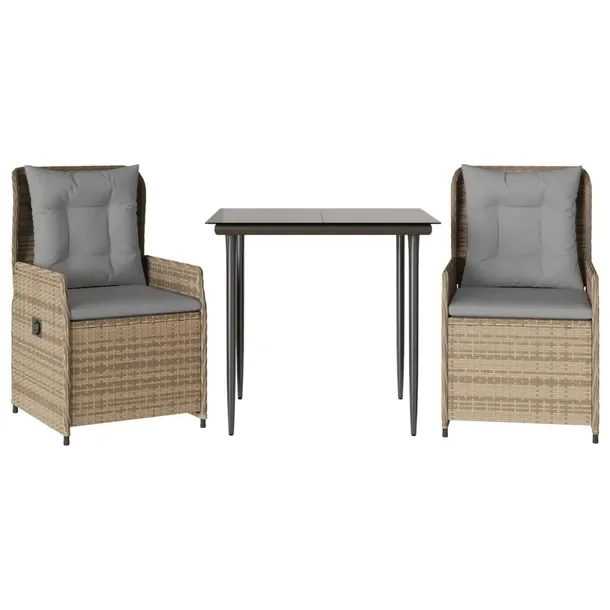 Zestaw Mebli Ogrodowych Rattan PE: Stół 80x80x74 cm, Krzesła 55x60x93 cm