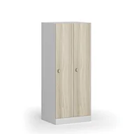 Szafki BHP - Szafa ubraniowa obniżona, 2-drzwiowa, 1500 x 600 x 500 mm, zamek obrotowy, drzwi laminowane, dąb naturalny - miniaturka - grafika 1