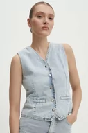 Kamizelki damskie - Answear Lab kamizelka jeansowa kolor niebieski jednorzędowa - miniaturka - grafika 1